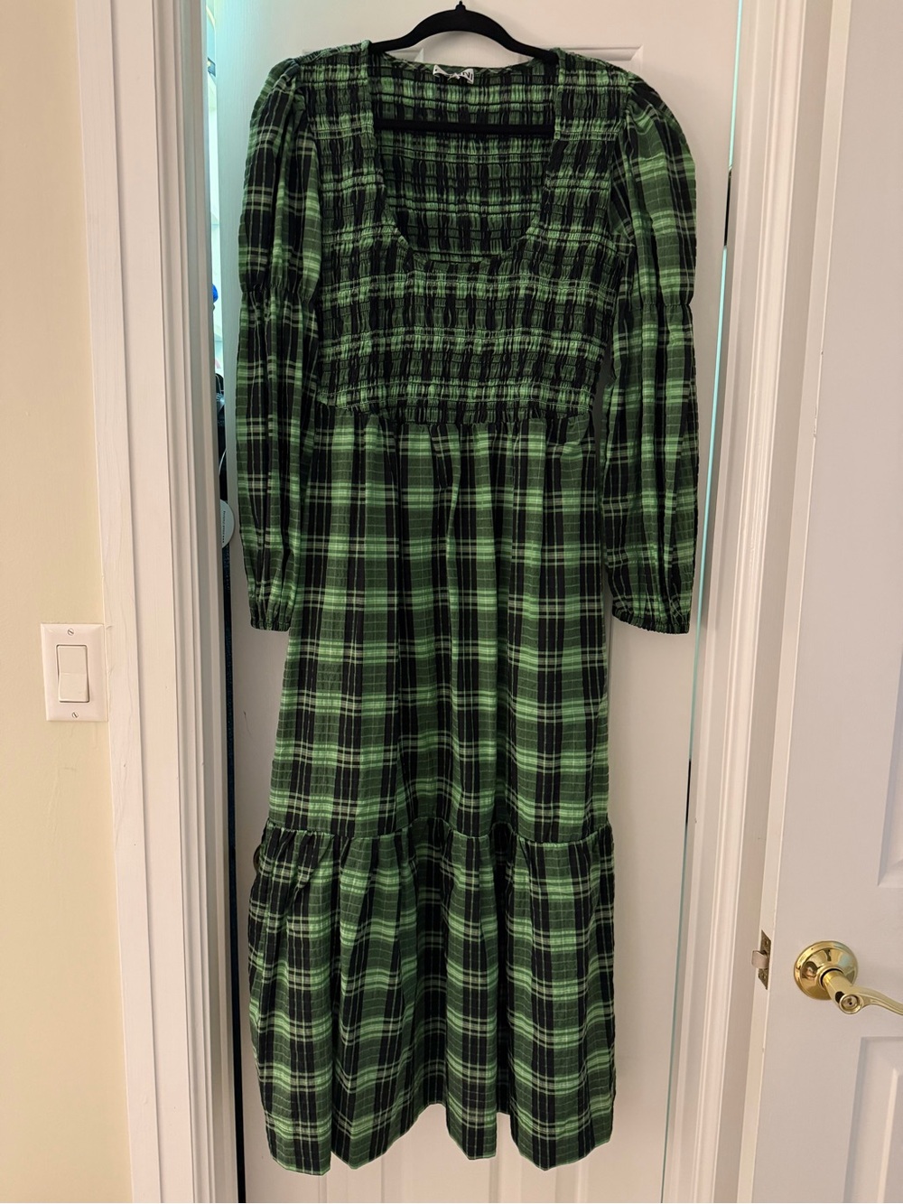 Ganni Green Plaid Seersucker Dress - Picture 5 of 7